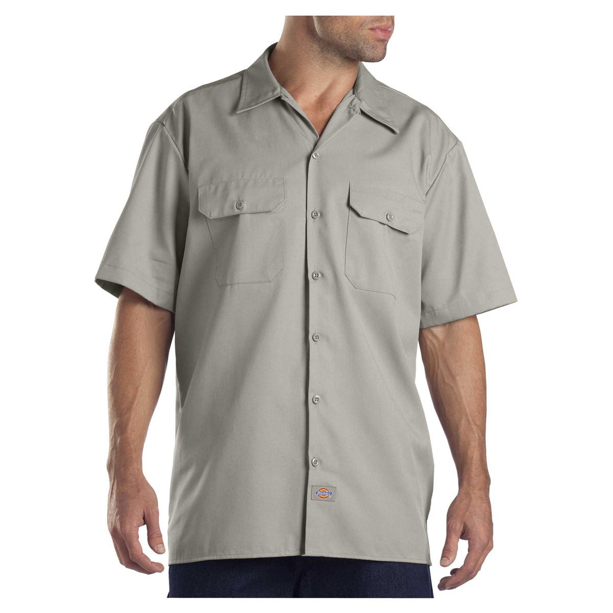Dickies Men's Charcoal Short Sleeve Slim Fit Flex Twill Work Shirt