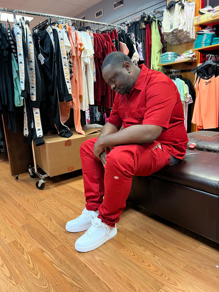 Red dickies hotsell pants slim fit